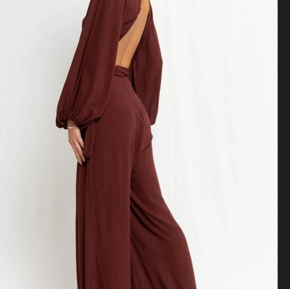 NWT Flook The Label Sabrina Pampelone Flowy Jumpsuit Elegant Sexy BoHo Medium - Picture 10 of 10